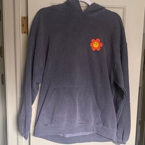 BDG Charcoal Hoodie with Smiley Flower Patch